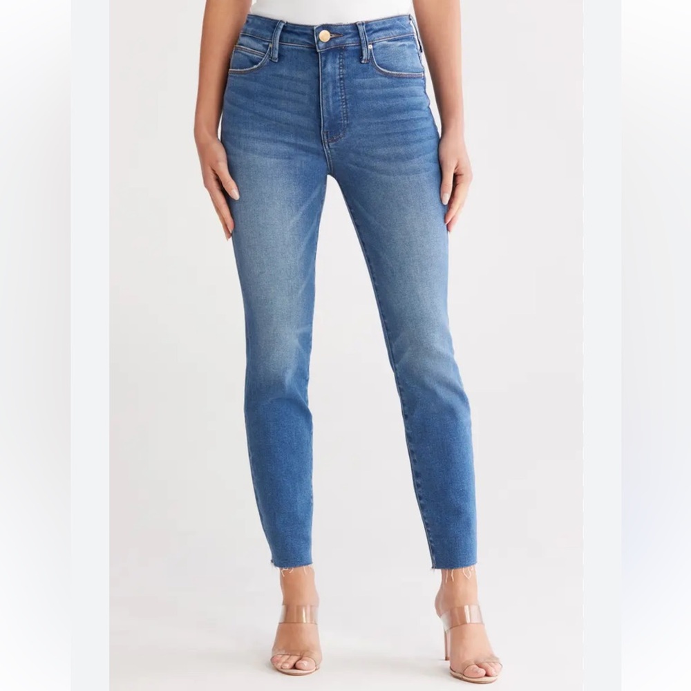 KUT from the Kloth Charlize High Rise Fab Ab Cigarette Leg Jeans Raw Hem 10